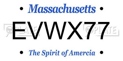 EVWX77 Massachusetts License Plate