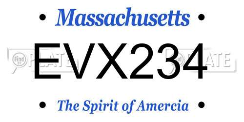 EVX234 Massachusetts License Plate