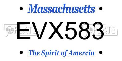 EVX583 Massachusetts License Plate