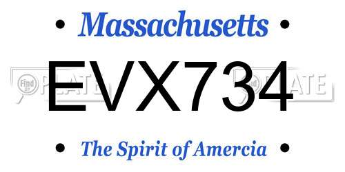 EVX734 Massachusetts License Plate