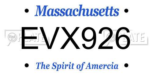 EVX926 Massachusetts License Plate