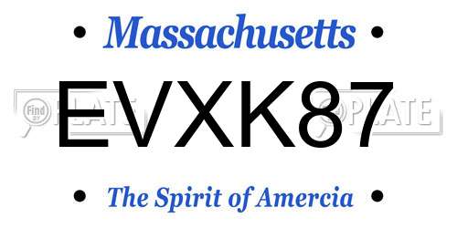 EVXK87 Massachusetts License Plate