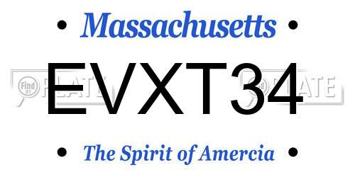EVXT34 Massachusetts License Plate