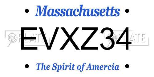 EVXZ34 Massachusetts License Plate