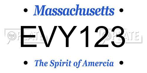 EVY123 Massachusetts License Plate