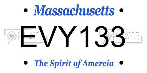 EVY133 Massachusetts License Plate
