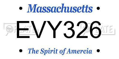 EVY326 Massachusetts License Plate