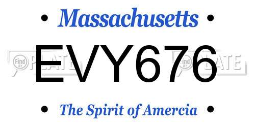 EVY676 Massachusetts License Plate