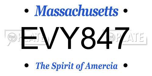EVY847 Massachusetts License Plate
