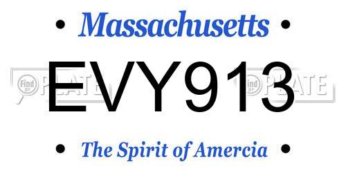 EVY913 Massachusetts License Plate