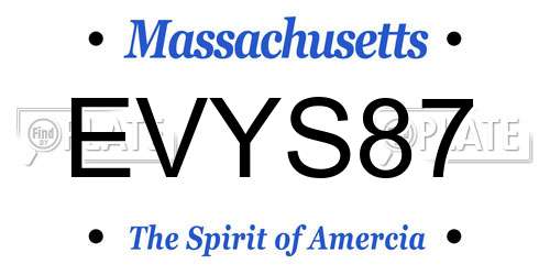 EVYS87 Massachusetts License Plate