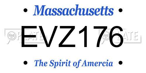 EVZ176 Massachusetts License Plate