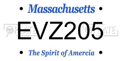 EVZ205 Massachusetts License Plate