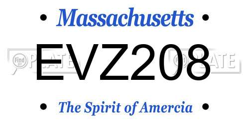 EVZ208 Massachusetts License Plate