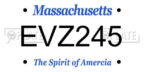 EVZ245 Massachusetts License Plate