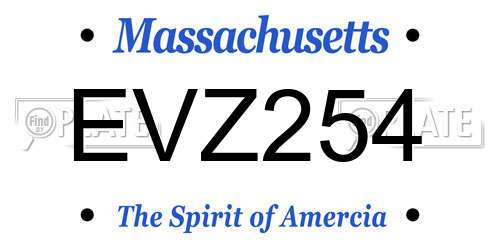 EVZ254 Massachusetts License Plate