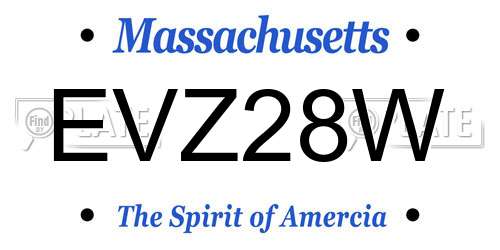 EVZ28W Massachusetts License Plate