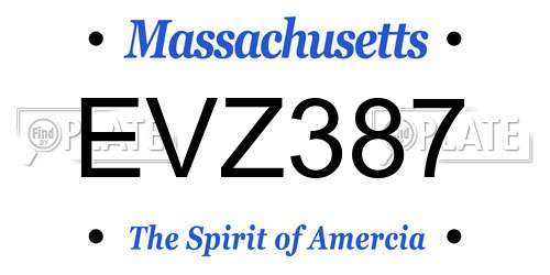 EVZ387 Massachusetts License Plate