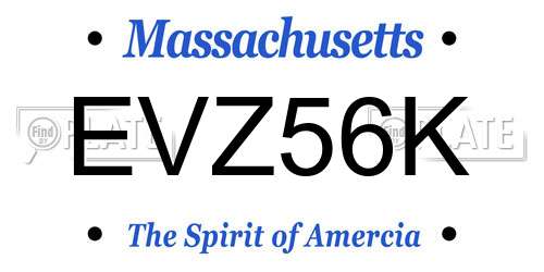 EVZ56K Massachusetts License Plate