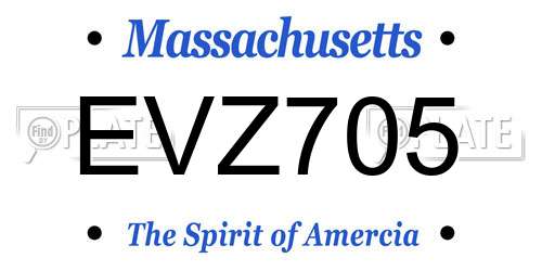 EVZ705 Massachusetts License Plate