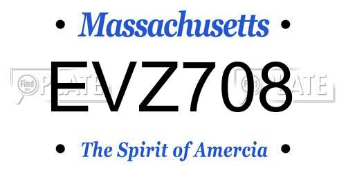 EVZ708 Massachusetts License Plate
