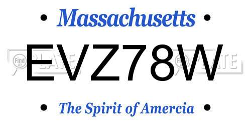 EVZ78W Massachusetts License Plate