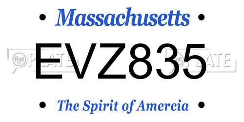 EVZ835 Massachusetts License Plate