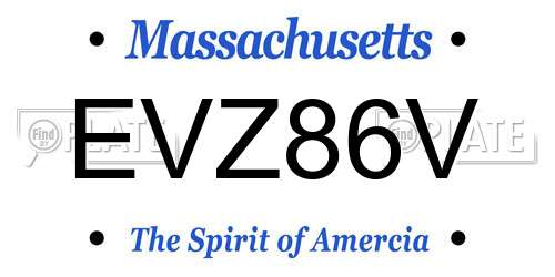 EVZ86V Massachusetts License Plate