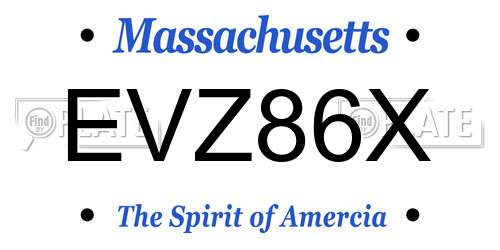EVZ86X Massachusetts License Plate
