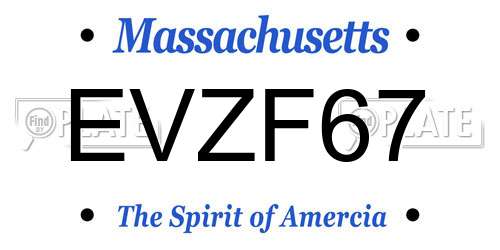 EVZF67 Massachusetts License Plate