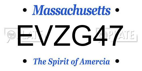 EVZG47 Massachusetts License Plate