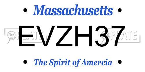EVZH37 Massachusetts License Plate