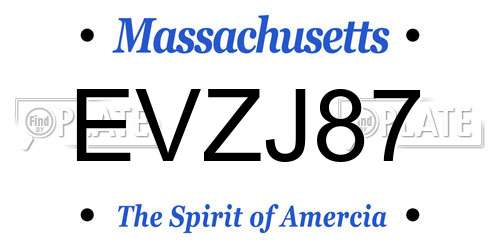 EVZJ87 Massachusetts License Plate