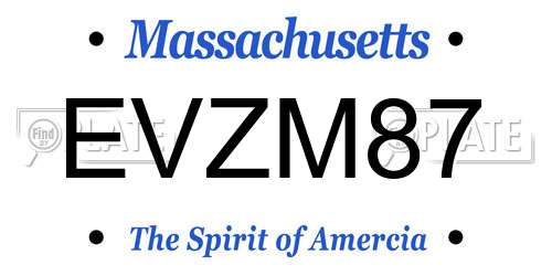EVZM87 Massachusetts License Plate