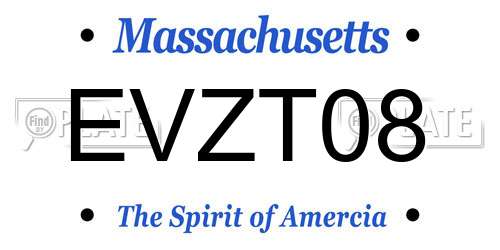 EVZT08 Massachusetts License Plate