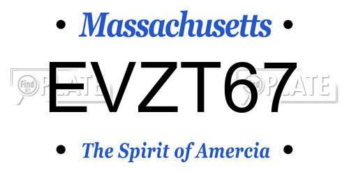 EVZT67 Massachusetts License Plate