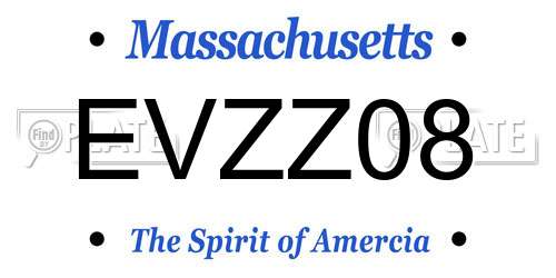EVZZ08 Massachusetts License Plate
