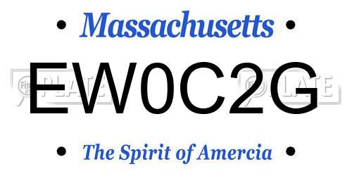EW0C2G Massachusetts License Plate