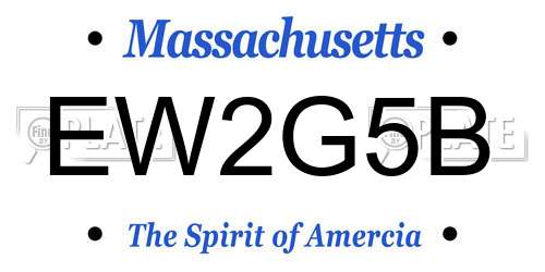 EW2G5B Massachusetts License Plate