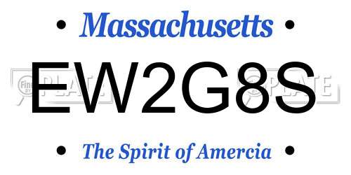 EW2G8S Massachusetts License Plate