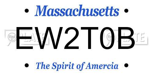 EW2T0B Massachusetts License Plate