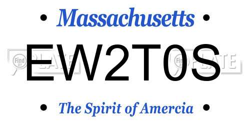 EW2T0S Massachusetts License Plate
