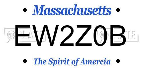 EW2Z0B Massachusetts License Plate