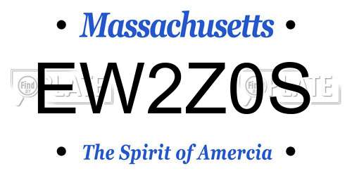 EW2Z0S Massachusetts License Plate