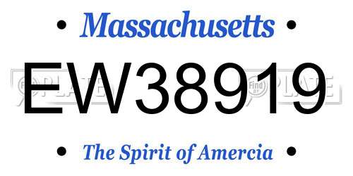 EW38919 Massachusetts License Plate
