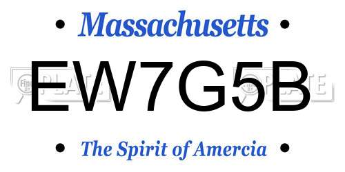 EW7G5B Massachusetts License Plate