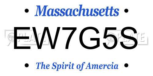 EW7G5S Massachusetts License Plate