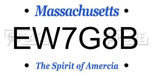 EW7G8B Massachusetts License Plate
