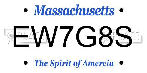 EW7G8S Massachusetts License Plate