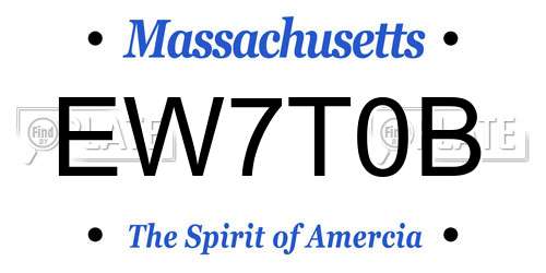 EW7T0B Massachusetts License Plate